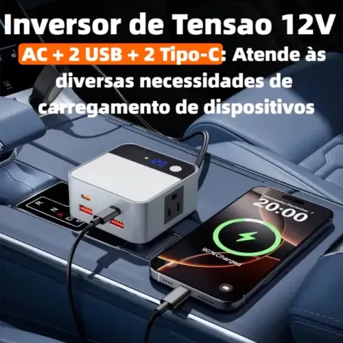 Inversor Automotivo Veicular De Tensão 12v 110v/200W Com Usb E Tomada 