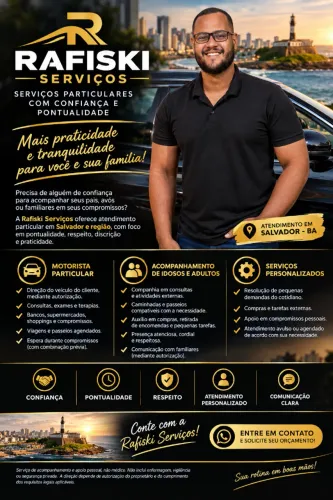 RAFISKI SERVIÇOS ? APOIO PARTICULAR COM CONFIANÇA E PONTUALIDADE