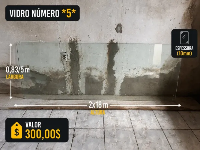 Vidro temperado esverdeado 2,18 altura- 0,83/5 largura 10 mm