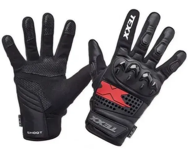 Luva Motociclista Texx Old Shoot Couro/Neoprene Cano Médio c/ Proteções
