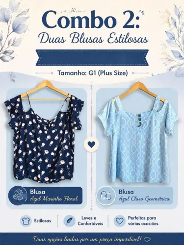 combo 2: duas blusas estilosas com recorte nos ombros