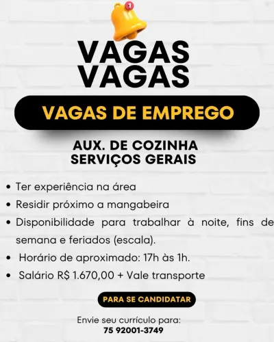 VAGA DE EMPREGO FEIRA DE SANTANA