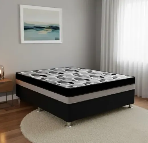 Cama Box Casal Ortopédica Confort Duo D28 D33 com Base Preta