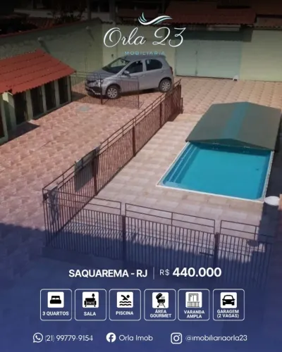 SAQUAREMA, ORLA 23 IMOBILIÁRIA VENDE! ÓTIMO IMÓVEL EM REGIÃO