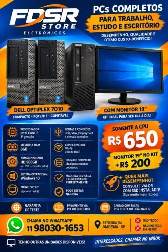 PC DELL OPTIPLEX / LENOVO THINKCENTRE i5 8GB RAM - R$ 650