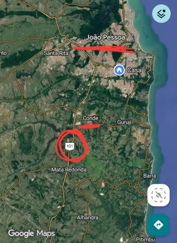 Área 10 hectares na Br101 (saída João Pessoa), beira-de-pista (200m frente de Br)