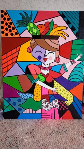 A Baiana tela pintada á mão lindíssima 70x90