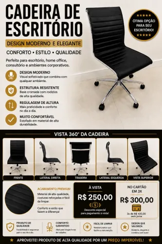 CADEIRA DE ESCRITÓRIO DESIGN MODERNO
