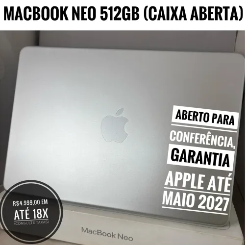 Loja física. Aceitamos trocas. MacBook Neo 256GB caixa aberta sem uso