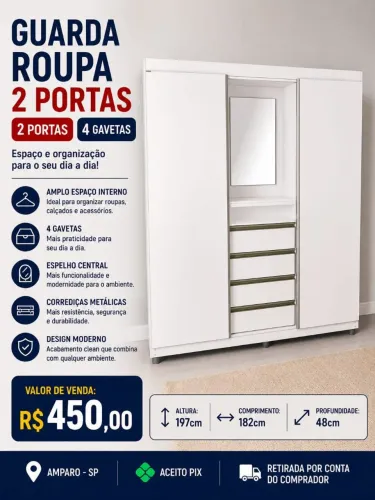 Guarda roupa 2 portas 