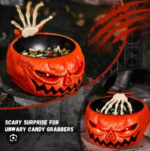 Pote Abóbora Halloween com Mão que Assusta