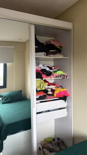 Guarda-Roupa Solteiro 2 Portas de Correr com Espelho - Branco