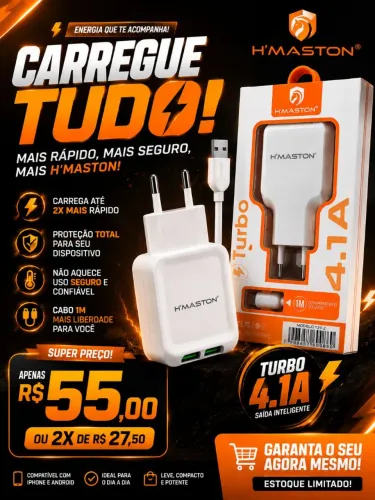 Carregador Turbo com cabo de 1m