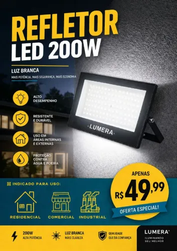 Refletor de LED 200W Branco