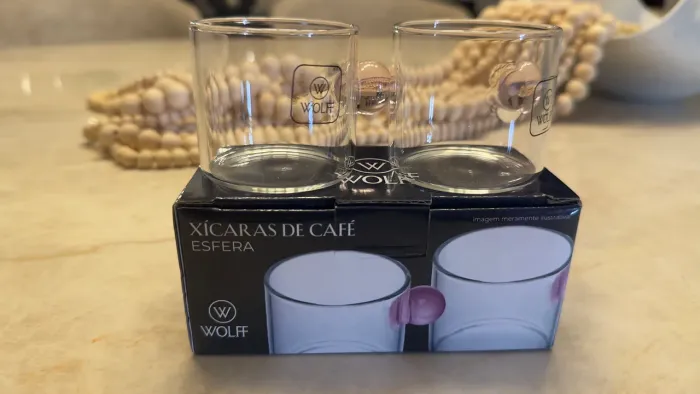 Conjunto 2 xícaras de café 95 ml Wolf esfera rosa