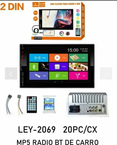 central multimídia automotiva MP5 Player de 2 DIN, modelo LEY-2069. 