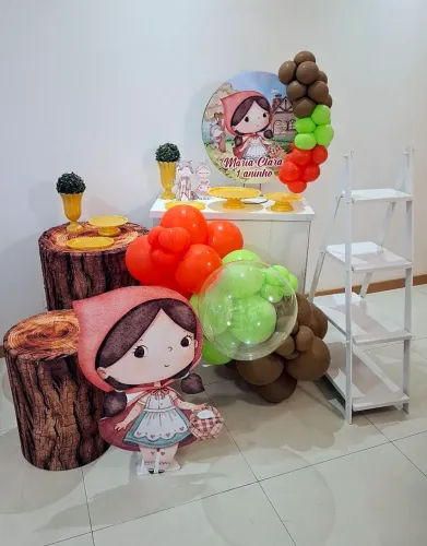 Chapeuzinho Vermelho decoração festa na mesa pegue e monte