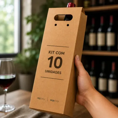 Sacola Kraft Garrafa Fundo Reforçado Presente Vinho Atacado
