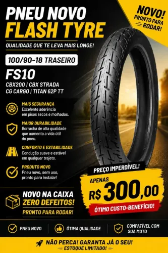? PNEU TRASEIRO NOVO 100/90-18 FLASH TYRE