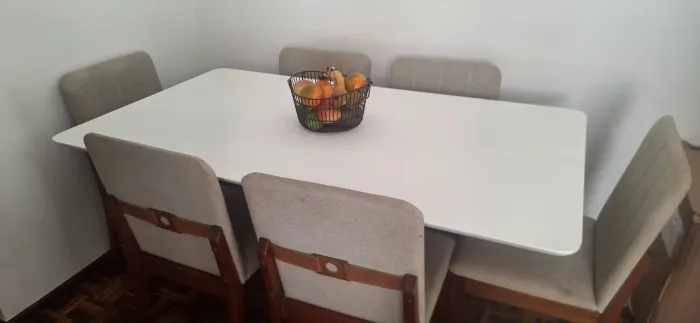 Mesa de Jantar Retangular 160x90 cm com 6 Cadeiras