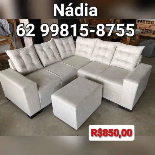 SOFÁ 5 LUGARES BEGE CLARO 1.90X1.90 ESPUMA D-33