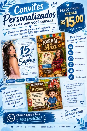 Convites personalizados com preço único!