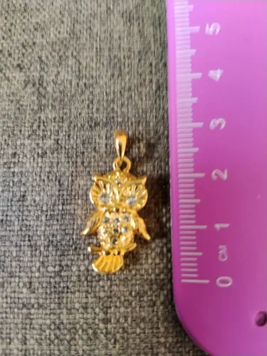 Pingente de Coruja Cravejado de Zircônia foleado a ouro