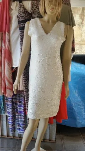 Vestido de Paetê Branco Novo