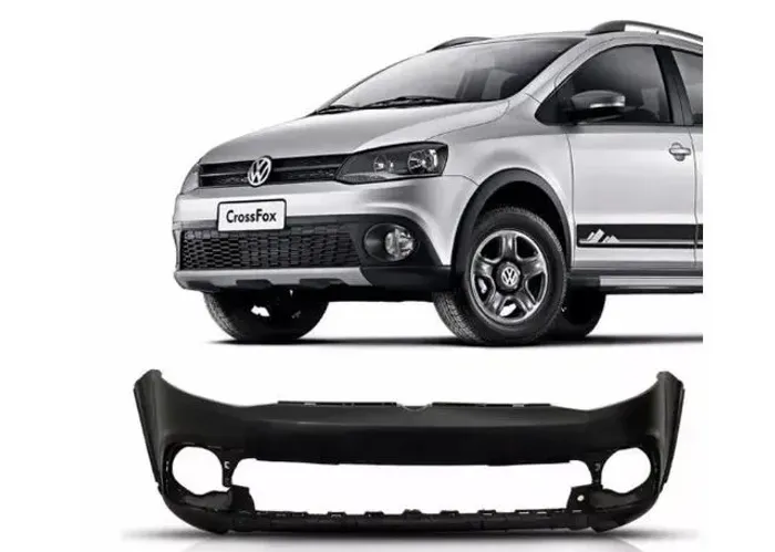 Parachoque Volkswagen Crossfox 2010 à 2014 - Preto Liso - Furo Farol Auxiliar - Loma