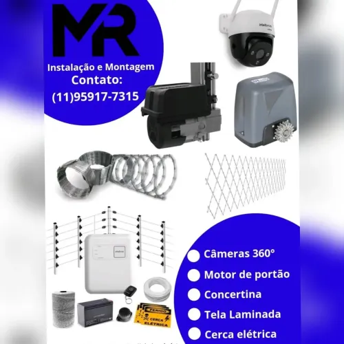 Instalação e manutenção cerca elétrica,  concertina câmeras motor de portão 