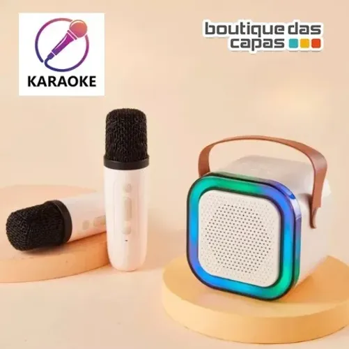 CAIXA DE SOM BLUTOOTH 6W K12+2 COM 2 MICROFONES KARAOKÊ - ORIGINAL