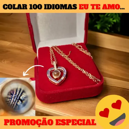 Colar Te Amo Escrito Em 100 Idiomas(Não escurece)