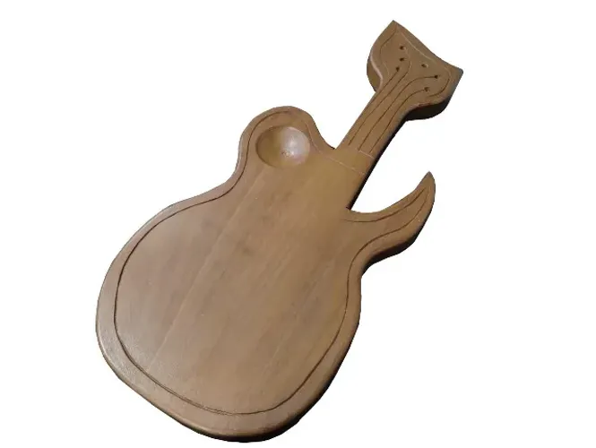 Tábua De Corta Rustica De Carne Churrasco Madeira Maciça Guitarra