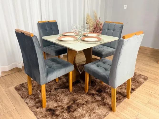 Mesa de Jantar Madri 1.20×0.80 Com 4 Cadeiras Londres