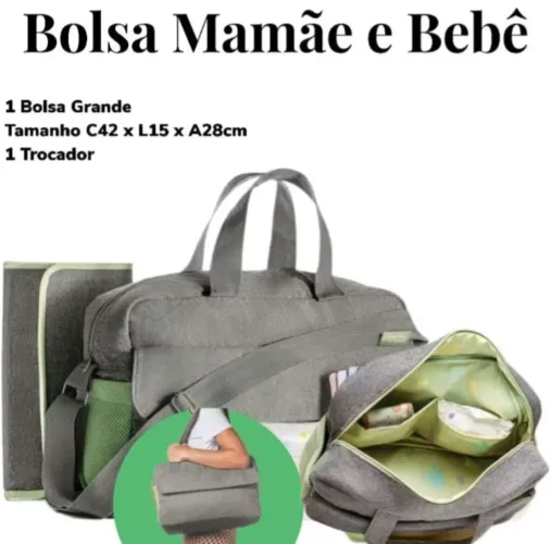 Bolsa Natura Mamãe e Bebê com trocador Prática