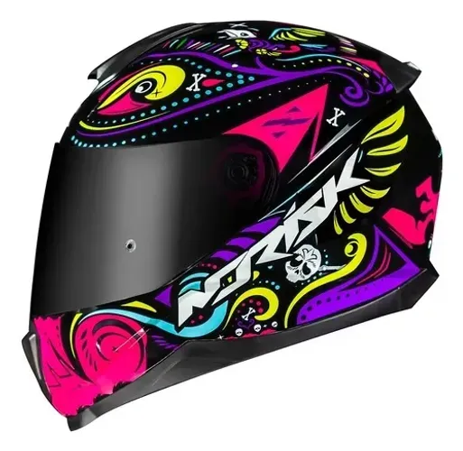 Capacete Norisk Razor Circus Preto Rosa Brilho