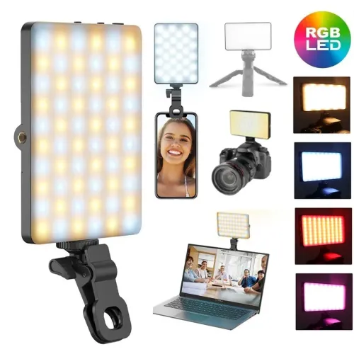 Iluminador LED Luz de Preenchimento RGB Para Celular, Câmera, Tripé - Tomate 