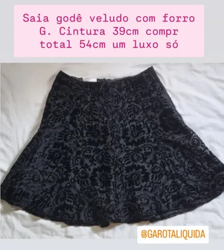 Saia Godê Veludo Preta
