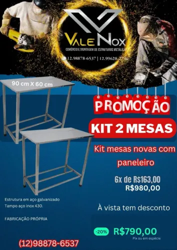 Oferta 2 mesas de aço inox