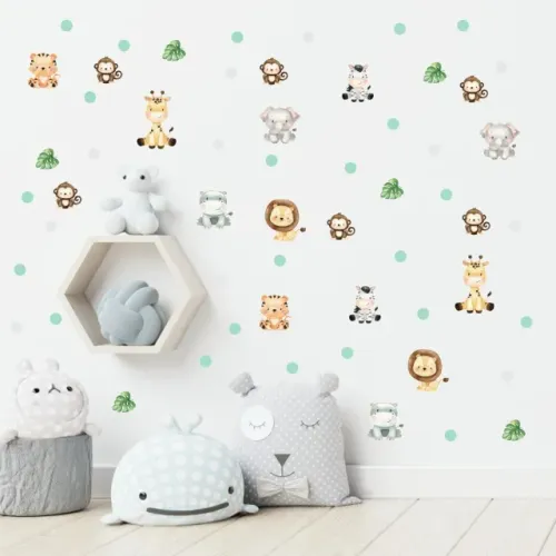 Adesivo de parede decorativo safari aquarela quarto infantil/criança