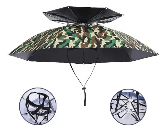 Chapéu Sol Guarda Chuva Proteção Camuflagem Pesca Trilhas 