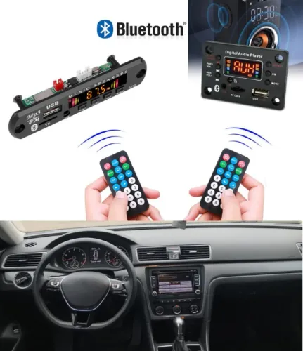 Radio Fm Decodificador Multimidia 5V 12V MP3 USB Bluetooth Controle remoto - Produto novo