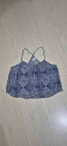 Top Feminino Estampado Azul e Branco