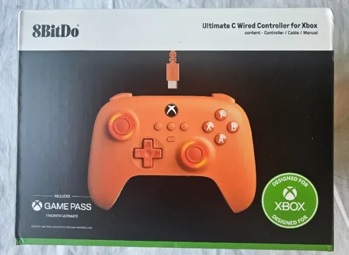 Controle 8BitDo Ultimate C Hall Effect Xbox Edition - Verde - Laranja - Original - Lacrado