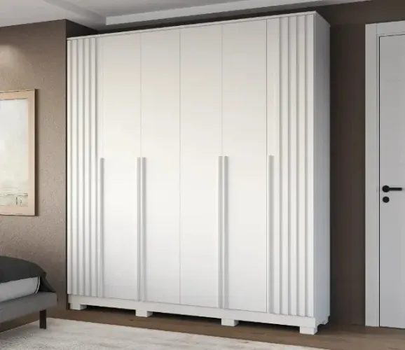 Guarda-roupa branco de 6 portas ideal para organizar seu quarto com estilo e praticidade 