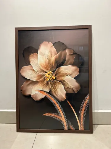 Quadro Decorativo de Flor Abstrata com vidro 60x40