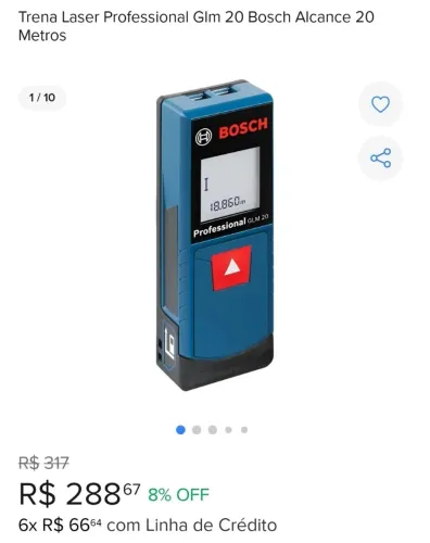 Trena Laser Glm 20 Bosch Alcance 20 Metros