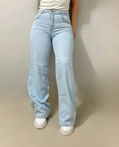 calça wide leg jeans clara
