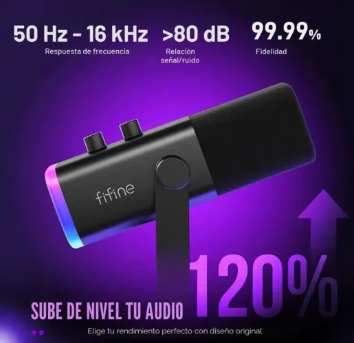 Microfone Dinâmico Fifine Am8 Xlr/usb Rgb Ampligame Preto