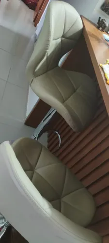 Kit 2 Banquetas Slim Confort Estofada Giratória com Regulagem e Apoio para os Pés Nude